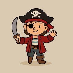 Naklejka premium cartoon illustration of a pirate