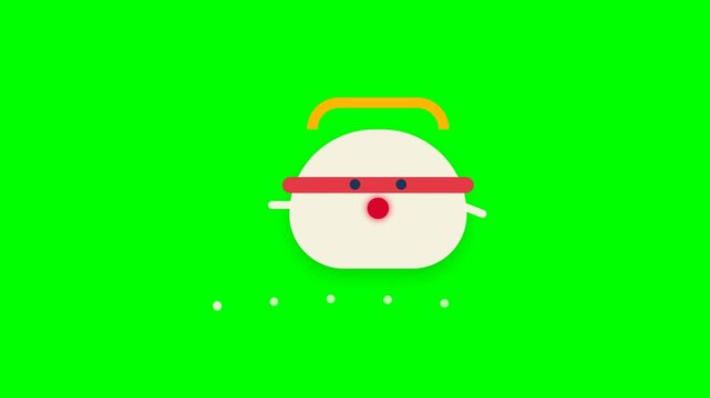 Cute Animated Character Floating with Halo on Green Screen.