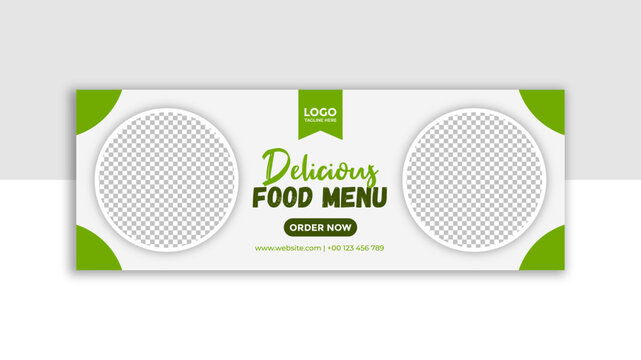 Creative Restaurant Food Menu Facebook Cover Template, Delicious Dining Promotion, Cafe Business Advertising Banner and Modern Food Marketing Social Media Design
