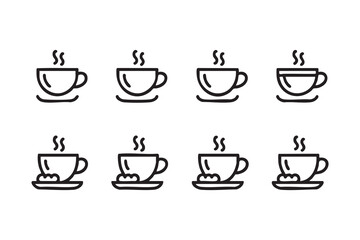 Fototapeta premium Coffee Shop Menu Illustration Set With Minimal Cup Designs
