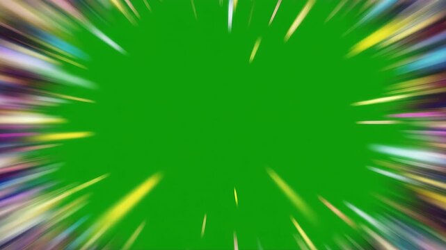 Radial speed lines burst outward around a blank green central space.