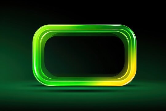 Glowing green and yellow neon rectangle frame with rounded corners on dark background