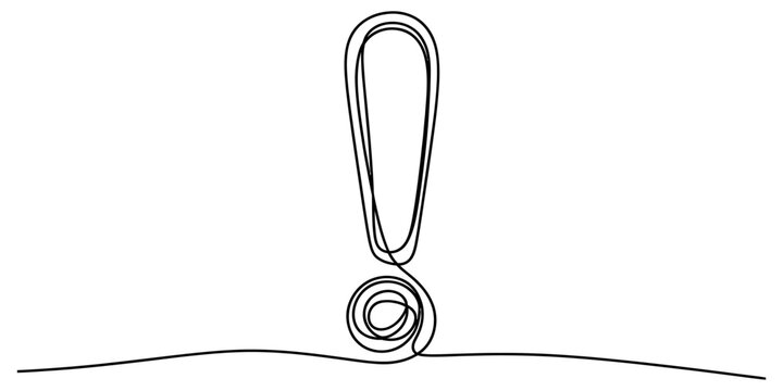 Exclamation mark symbol drawn with a single continuous black line