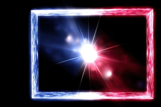Vibrant neon frame with glowing light burst in abstract digital art display