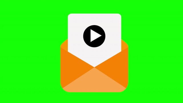 Email Marketing and Video Message Concept with Envelope Containing Play Button