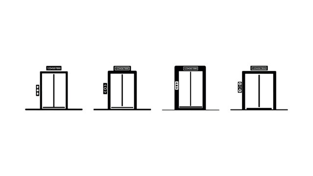 Collection of elevator door designs for buildings office and residential access systems.