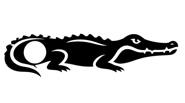 Black alligator silhouette vector illustration side profile