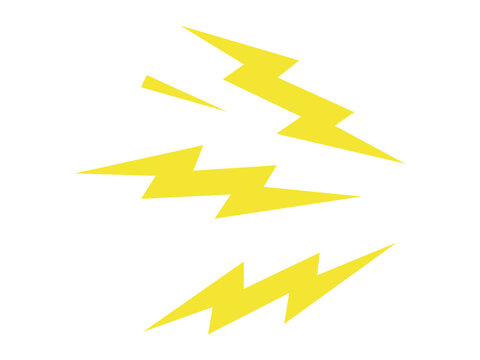 Yellow Lightning Bolt Energy Rays Vector Illustration Isolated on White