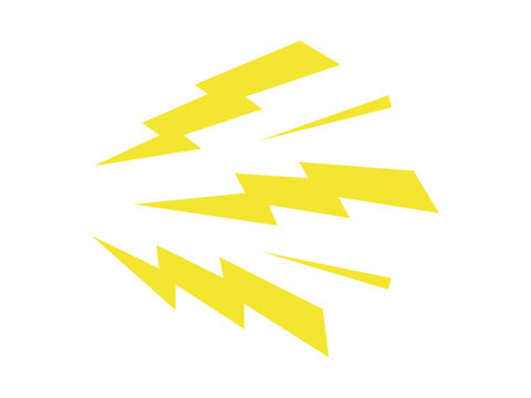 Yellow Lightning Bolt Burst Vector Illustration Isolated on White