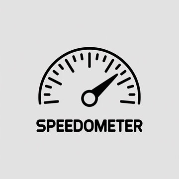 Black and white illustration of a classic speedometer gauge.