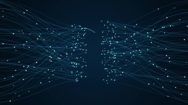 Abstract digital data flow background, with glowing particles, and connecting lines, for technology and, network communication concepts