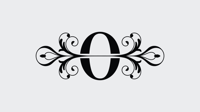 Elegant letter O split monogram vector illustration with floral flourish ornaments isolated on white background for wedding invitation design