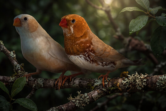 Zebra Finches (Taeniopygia guttata) in Their Natural Australian Habitat