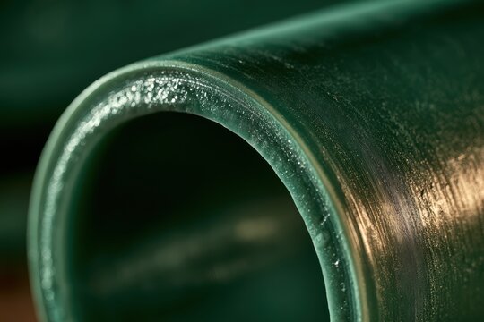 Green plastic pipe showing texture and construction material