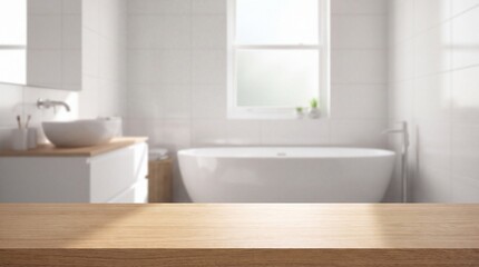 Fototapeta premium Modern minimalist bathroom interior with bathtub and sink.