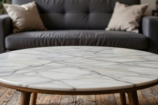 Table top with Blurred sofa Home interior decoration