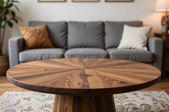 Table top with Blurred sofa Home interior decoration