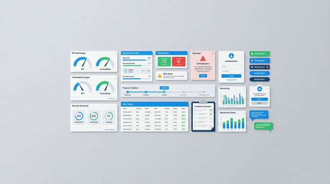 Modern Cybersecurity Dashboard UI and Analytics Software Interface Design Mockup