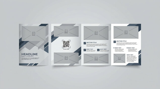 Modern corporate brochure template design with geometric shapes and placeholders