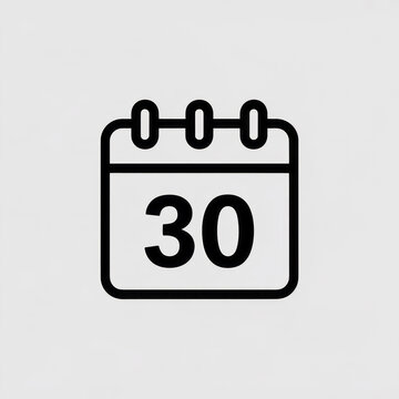 Calendar icon showing the number thirty day date highlighted.