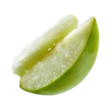 Fresh green apple slice isolated isolated on transparent background