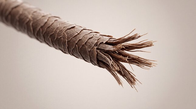 Extreme microscopic view of damaged human hair with split ends