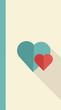 Red heart shape growing against a blue heart background for love concept