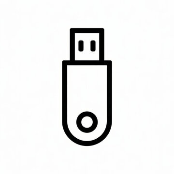 Black and white USB flash drive isolated on plain background for data storage.