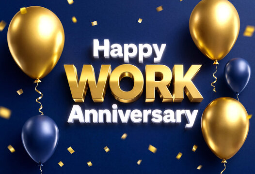 Celebrate your professional journey with golden balloons and confetti for work anniversary party