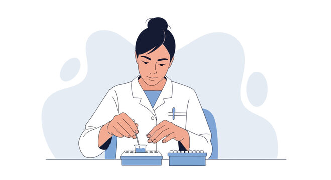 Female scientist working in laboratory, conducting experiment, research, science