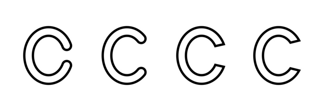 Copyright icon set vector. copyright sign and symbol