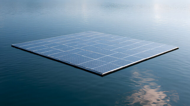 Floating solar panel array installed on calm water surface enhances renewable energy production and sustainability