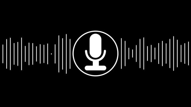 Audio music bar and recording icon, voice chat, sound wave and microphone. Audio Calls, and Conversations Audio voice message recoding system 4k  video with alpha.