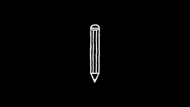 Back to School Chalk Doodle Icons Animation on Transparent Background with Alpha Channel