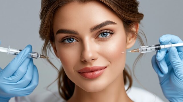 A person receives cosmetic injections into their cheeks to enhance facial appearance.