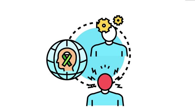 Autism spectrum disorder concept challenges with brain function, mental health, and global awareness with a green ribbon symbol