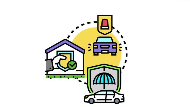 Automobile and property insurance concepts safeguarding assets, including vehicles and homes, through comprehensive policy coverage and protective measures for peace of mind