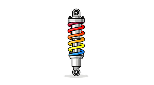Shock absorber illustration showing a vibrant colored spring coil for vehicle suspension systems.