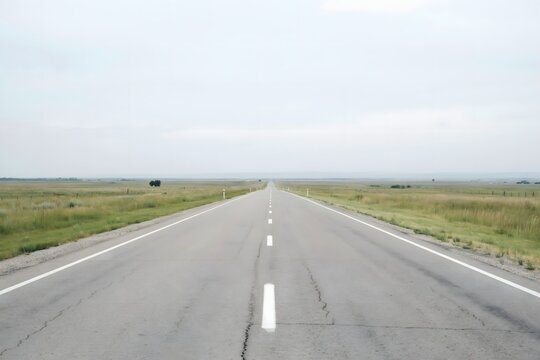 Straight Empty Highway Through Open Countryside &ndash; Long Road Travel Landscape