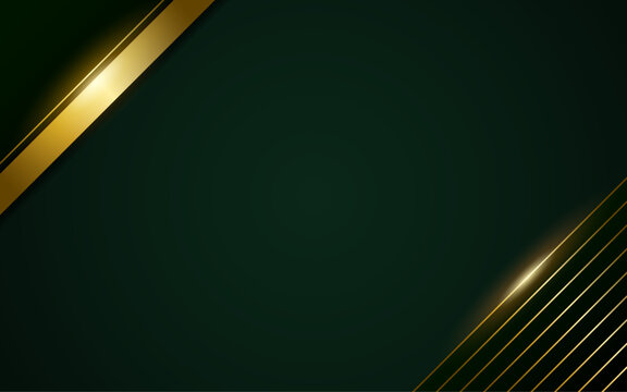 Luxury Emerald Green and Gold Lines Ornament with Elegant Metallic Border, Premium Minimal Corporate and Invitation Template