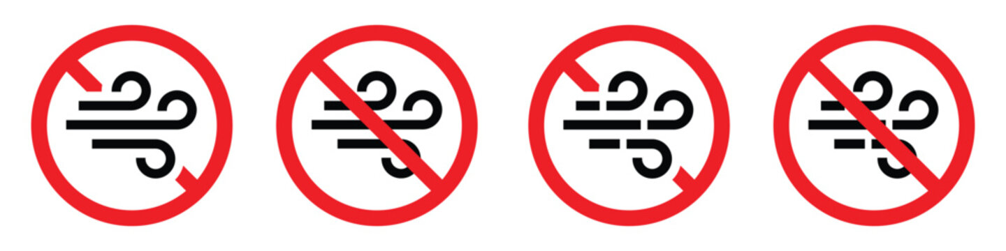 Wind strength caution icon illustration