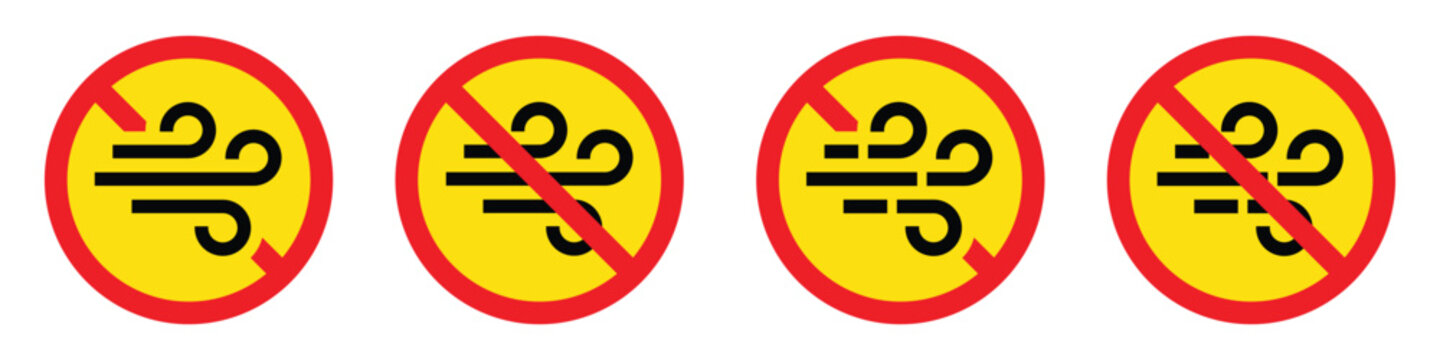 Wind strength caution icon illustration