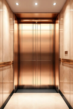 Luxury elevator interior with modern design, corporate architecture and upscale building transportation, empty and clean