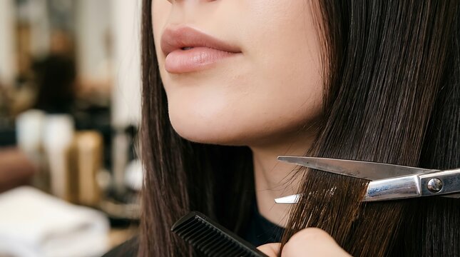 Hairdresser creating trendy haircut in professional salon for modern beauty and fashion concepts