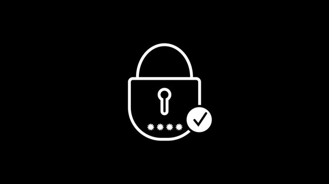 Minimalist white padlock icon stands out on the dark background. Digital data privacy relies on this white padlock icon. Cyber security guards the white padlock icon.