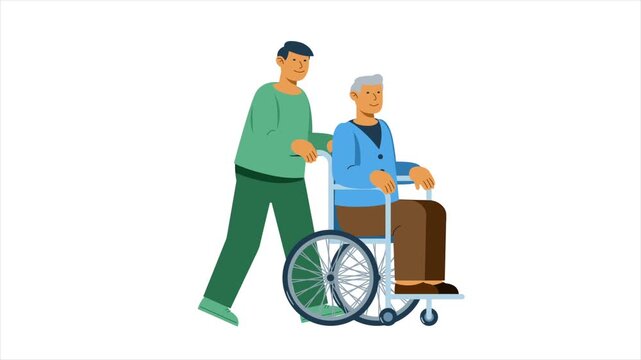 Pushing Patient Wheelchair
