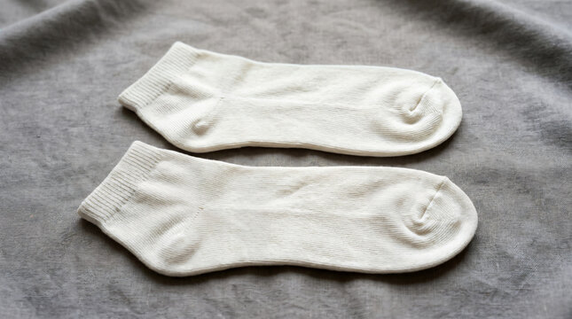 White short ankle socks with embossed floral pattern on fabric