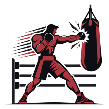 illustration of a boxer in a red background