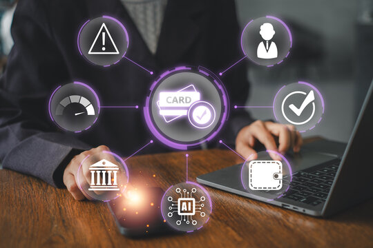 Visual representation of AI-driven loan risk assessment featuring digital icons and financial technology.