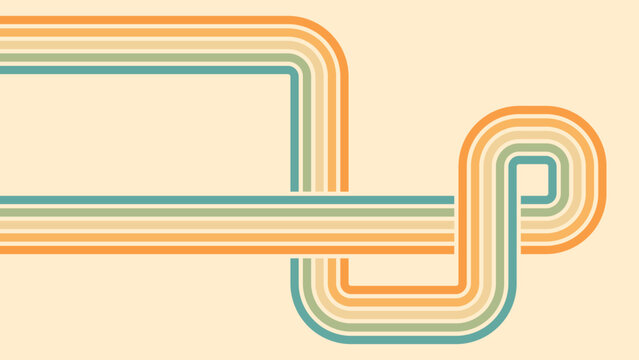 Abstract background of rainbow groovy Wavy Line design in 1970s Hippie Retro style. Vector pattern ready to use for cloth, textile, wrap and other.